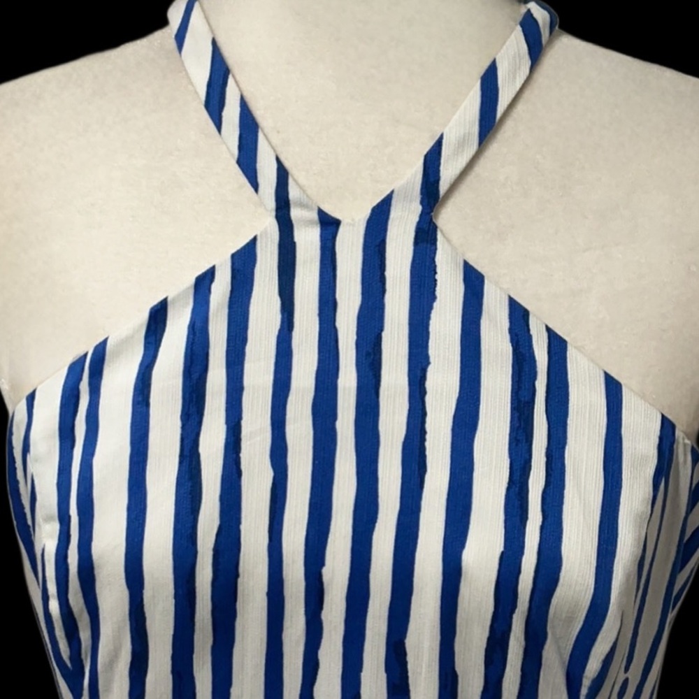 LILLY PULITZER Iveigh Blue Crush Bay Stripe Summer Halter Shift Dress Size 10 - Picture 2 of 12
